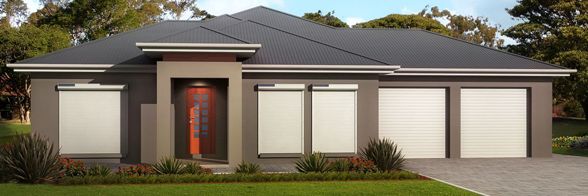 A house with roller shutters installed